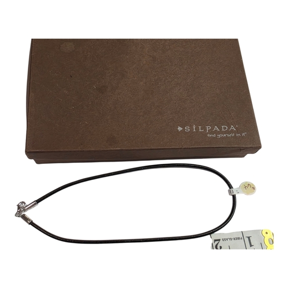 Silpada‎ Black Leather Necklace And Sterling Silver Charm Necklace New - Picture 2 of 3